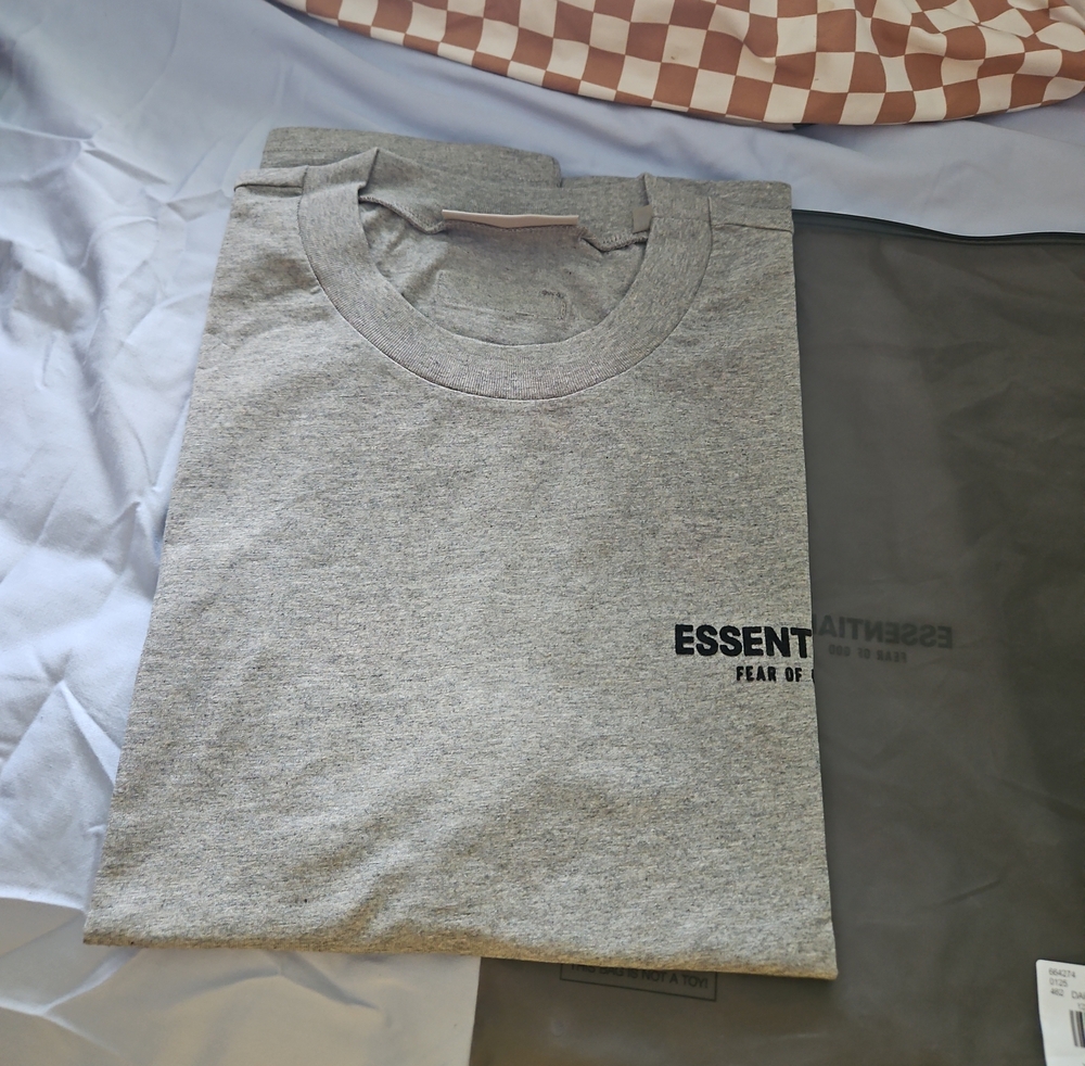 Essentials Men's Dark Oatmeal Logo T-Shirt